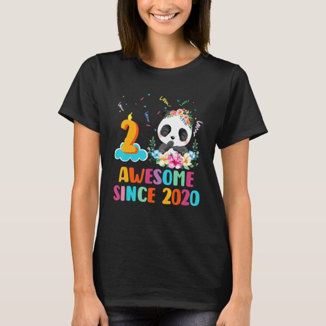 2 Year Old Awesome since 2020 2nd Birthday Panda U T-Shirt (Front)