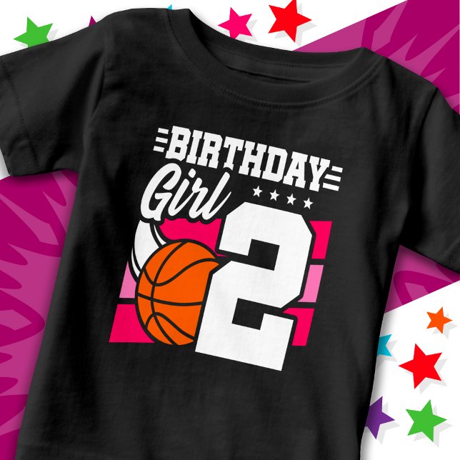 2 Year Old Basketball Party 2nd Birthday Girl Baby T-Shirt (Creator Uploaded)