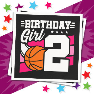 2 Year Old Basketball Party 2nd Birthday Girl Napkins