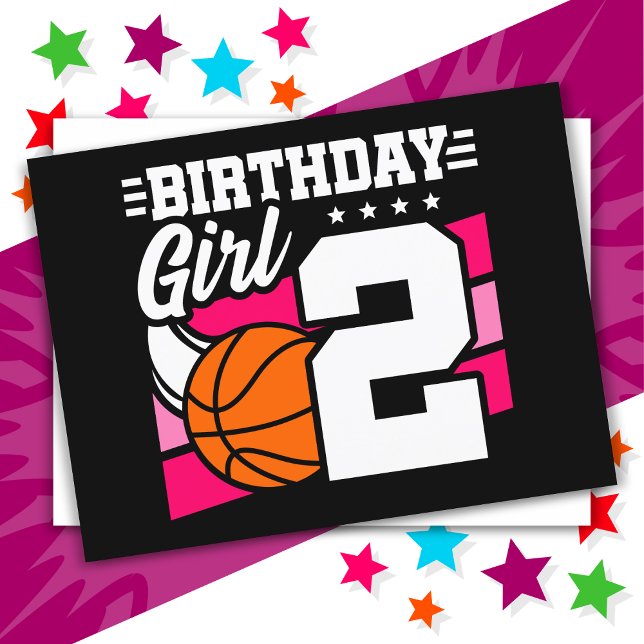 2 Year Old Basketball Party 2nd Birthday Girl Postcard (Creator Uploaded)