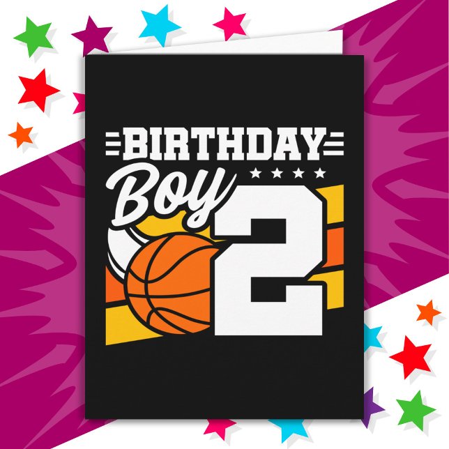 2 Year Old Basketball Party Theme 2nd Birthday Boy Card (Creator Uploaded)