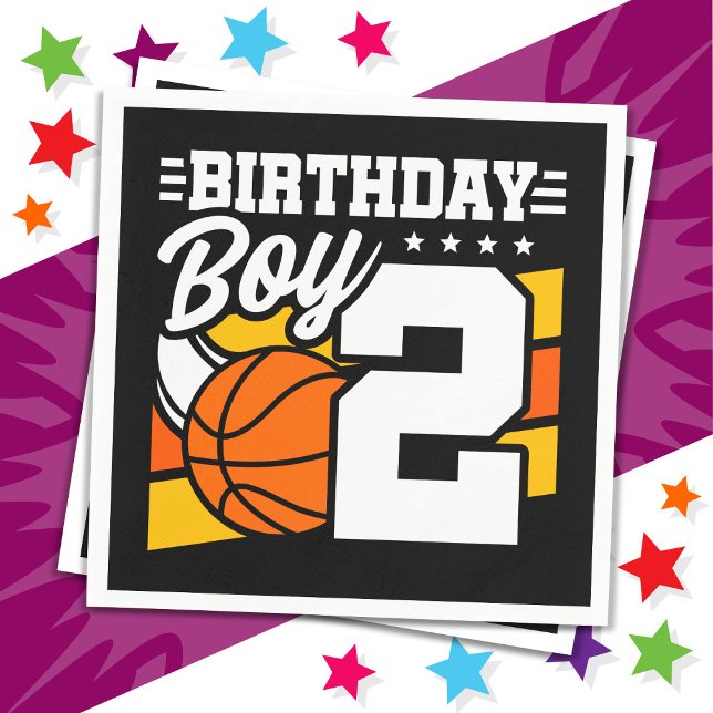 2 Year Old Basketball Party Theme 2nd Birthday Boy Napkins (Creator Uploaded)