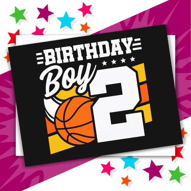2 Year Old Basketball Party Theme 2nd Birthday Boy Postcard (Creator Uploaded)