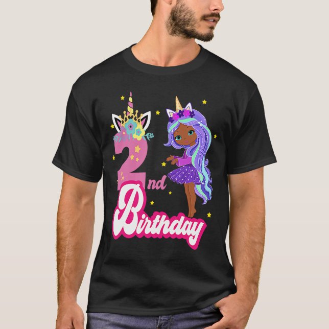 2 Year old Birthday Afro Girl Black Party African  T-Shirt (Front)