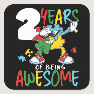 2 Year Old Birthday Boy Girl Autism Awareness Square Sticker