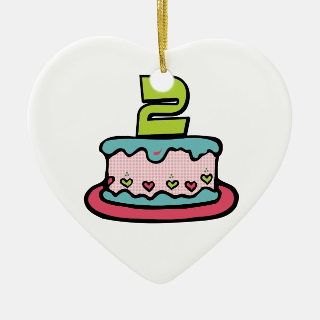 2 Year Old Birthday Cake Ceramic Ornament (Front)