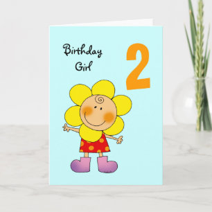 2 year old birthday girl card