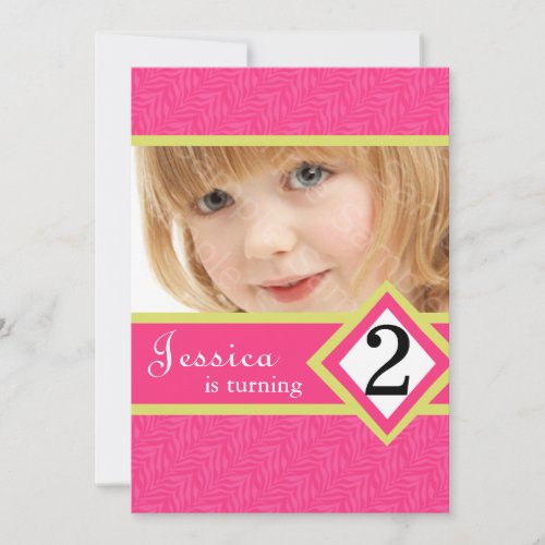 2 Year Old Birthday Party Invitations Zebra GIRL