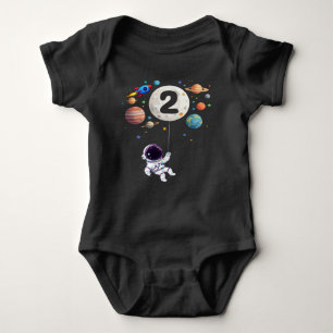 2 Year Old Birthday Planets Astronaut 2nd Birthday Baby Bodysuit