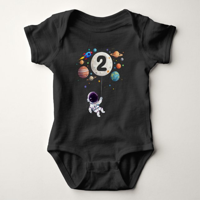 2 Year Old Birthday Planets Astronaut 2nd Birthday Baby Bodysuit (Front)
