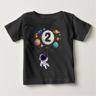 2 Year Old Birthday Planets Astronaut 2nd Birthday Baby T-Shirt
