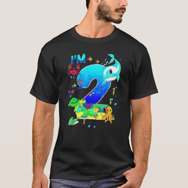 2 Year Old Birthday Whale Fish Sea Bday Boys And G T-Shirt (Front)