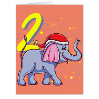 2 year old christmas elephant birthday  card