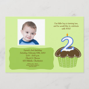 2 year old CUPCAKE PHOTO BIRTHDAY INVITE
