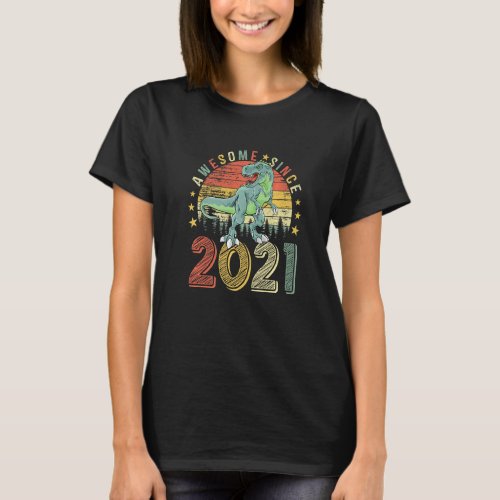 2 Year Old Dinosaur Boys Awesome Since 2021 2nd Bi T_Shirt