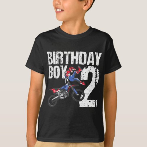 2 Year Old Dirt Bike Birthday Party Motocross MX 2 T_Shirt