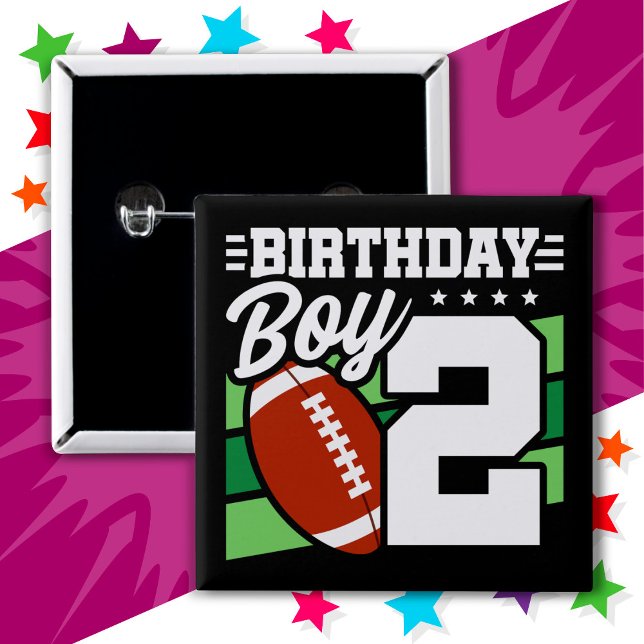 2 Year Old Football Party Theme 2nd Birthday Boy Button (Creator Uploaded)