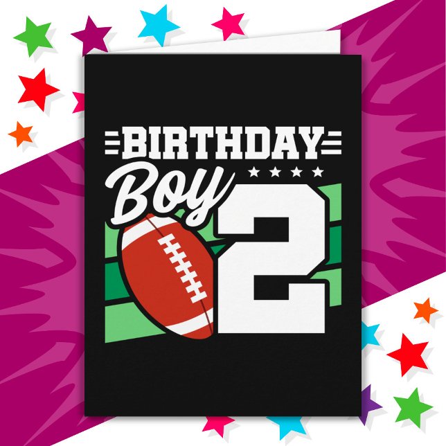 2 Year Old Football Party Theme 2nd Birthday Boy Card (Creator Uploaded)