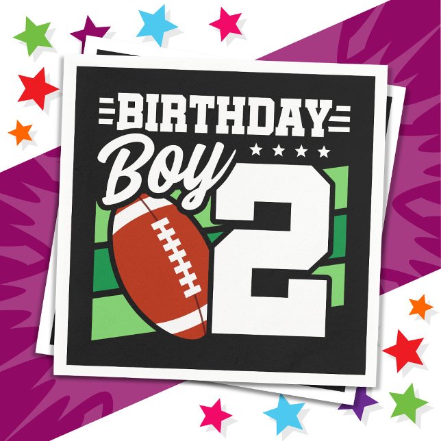 2 Year Old Football Party Theme 2nd Birthday Boy Napkins (Creator Uploaded)