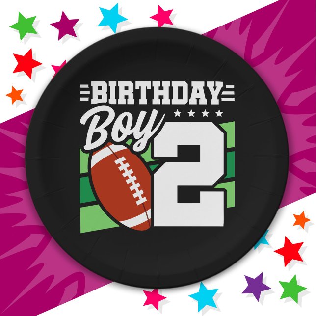 2 Year Old Football Party Theme 2nd Birthday Boy Paper Plates (Creator Uploaded)
