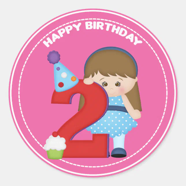 2 Year Old Girl Birthday Sticker Zazzle