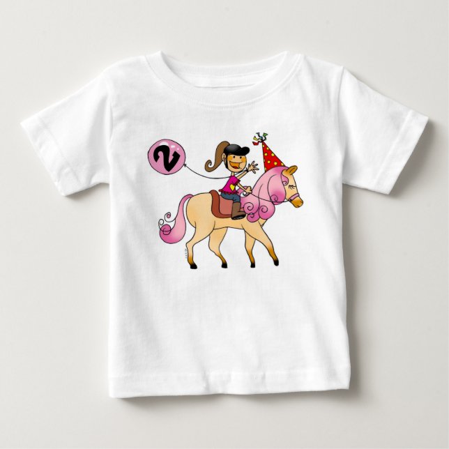 2 year old girl on a pony baby T-Shirt (Front)