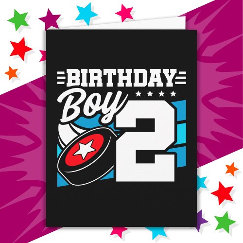 2 Year Old Hockey Party Theme 2nd Birthday Boy Card