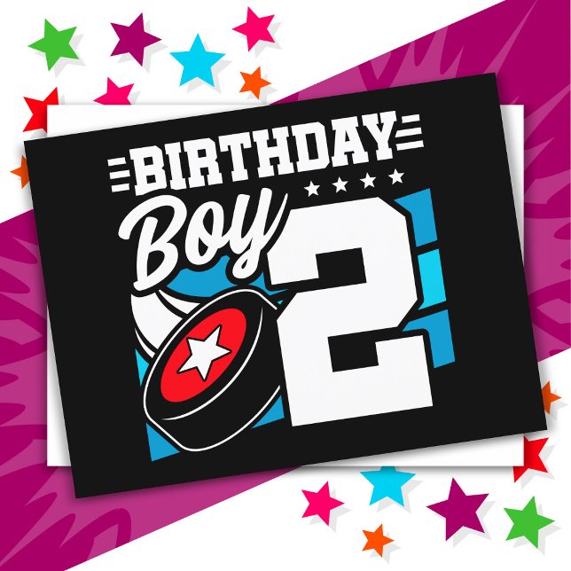2 Year Old Hockey Party Theme 2nd Birthday Boy Postcard (Creator Uploaded)