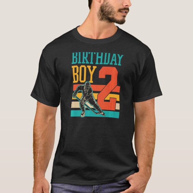 2 Year Old Ice Hockey Themed 2nd Birthday Party Su T-Shirt (Front)