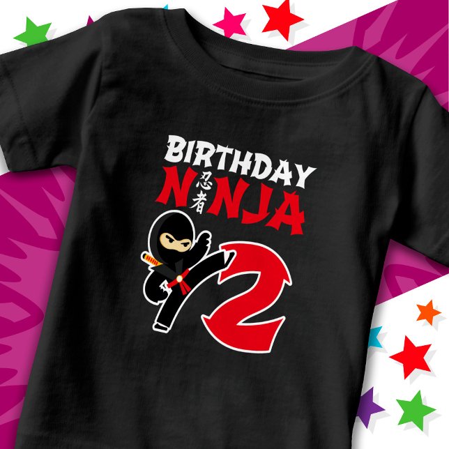 2 Year Old Karate Ninja Party Kids 2nd Birthday Baby T-Shirt (Creator Uploaded)