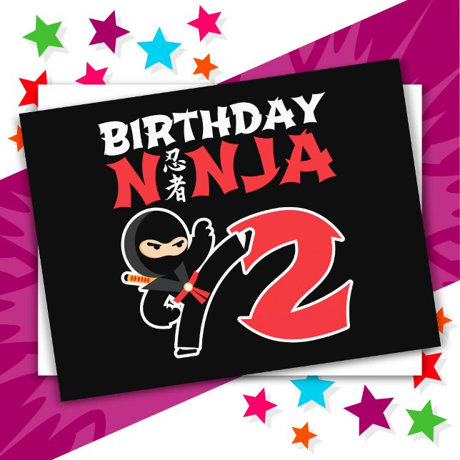 2 Year Old Karate Ninja Party Kids 2nd Birthday Postcard (Creator Uploaded)