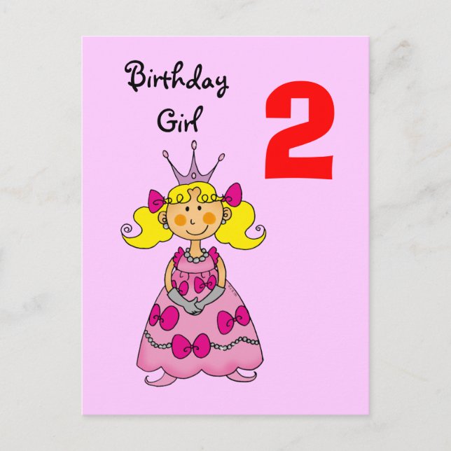 2 year old princess (blonde hair) postcard (Front)