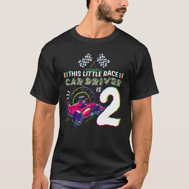 2 Year Old Race Car Birthday 2nd Racing Party T-Shirt (Front)