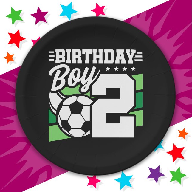 2 Year Old Soccer Football Party 2nd Birthday Boy Paper Plates (Creator Uploaded)