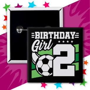 2 Year Old Soccer Football Party 2nd Birthday Girl Button