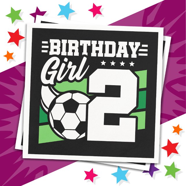 2 Year Old Soccer Football Party 2nd Birthday Girl Napkins (Creator Uploaded)