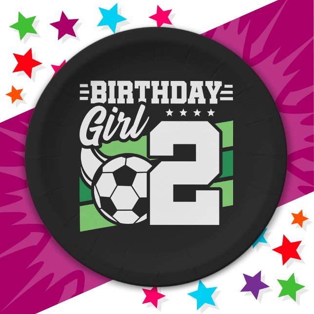 2 Year Old Soccer Football Party 2nd Birthday Girl Paper Plates (Creator Uploaded)