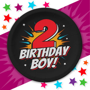 2 Year Old Superhero Birthday Boy 2nd Birthday Paper Plates