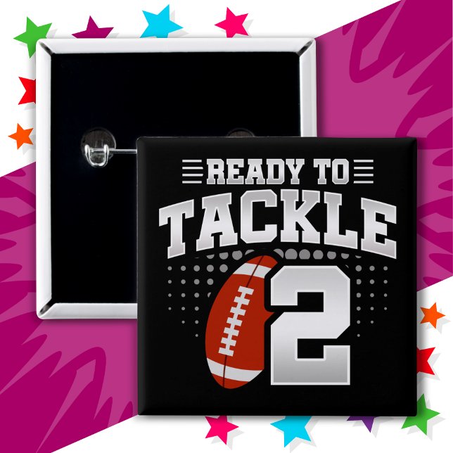 2 Year Old Tackle Football Party Kids 2nd Birthday Button (Creator Uploaded)