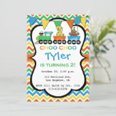 2 Year Old Train Birthday Party Invitation (Standing Front)