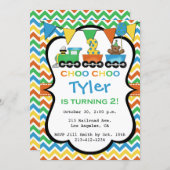 2 Year Old Train Birthday Party Invitation (Front/Back)