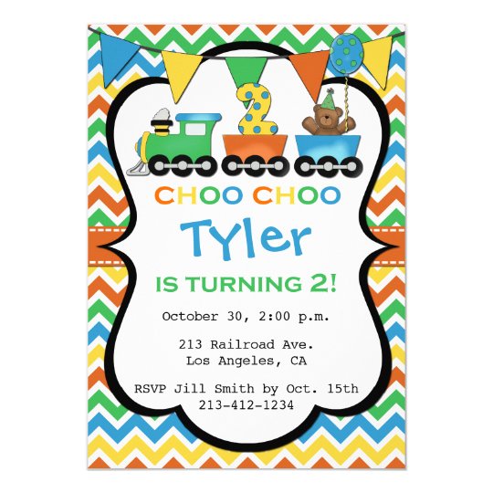 2 Year Old Train Birthday Party Invitation Zazzle