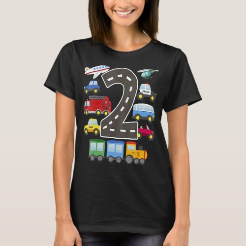 2 Year Old Transportation Birthday Car Train Plane T_Shirt