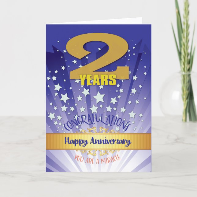 2 Year Recovery Anniversary Bold Numeral Card (Front)