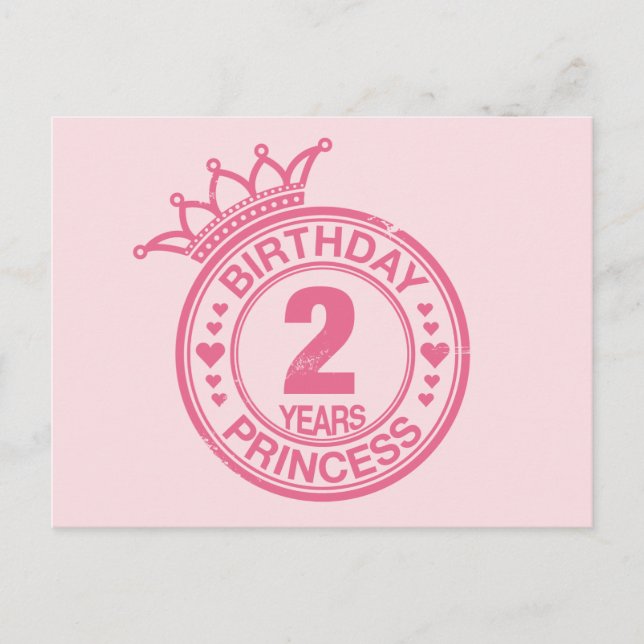 2 years - Birthday Princess - pink Postcard (Front)