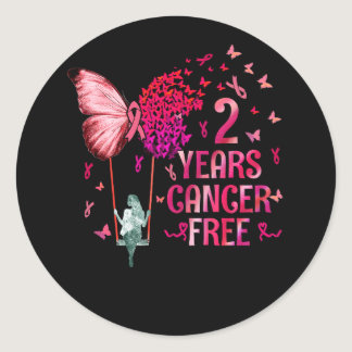 2 Years Breast Cancer Awareness Free Survivor Butt Classic Round Sticker