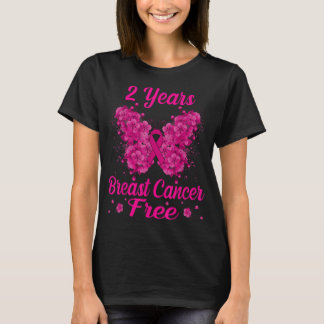 2 Years Breast Cancer Free Survivor Butterfly T-Shirt
