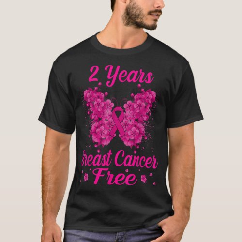 2 Years Breast Cancer Free Survivor Butterfly T_Shirt