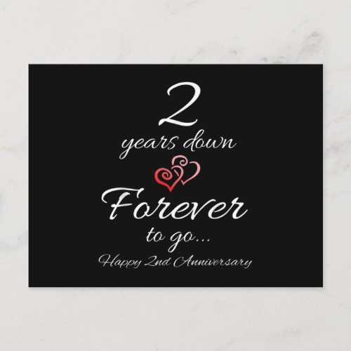 2 Years Down Forever To Go Happy 2nd Anniversary Announcement Postcard