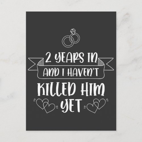 2 Years Husband Wife 2nd Wedding Anniversary Postcard